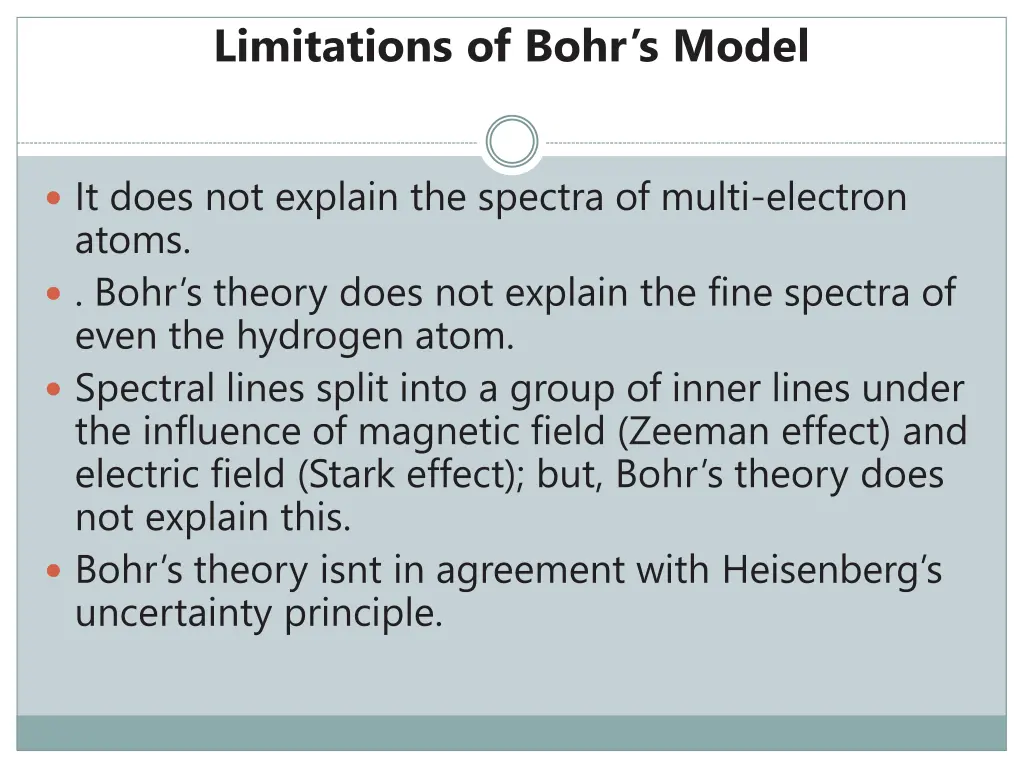 limitations of bohr s model