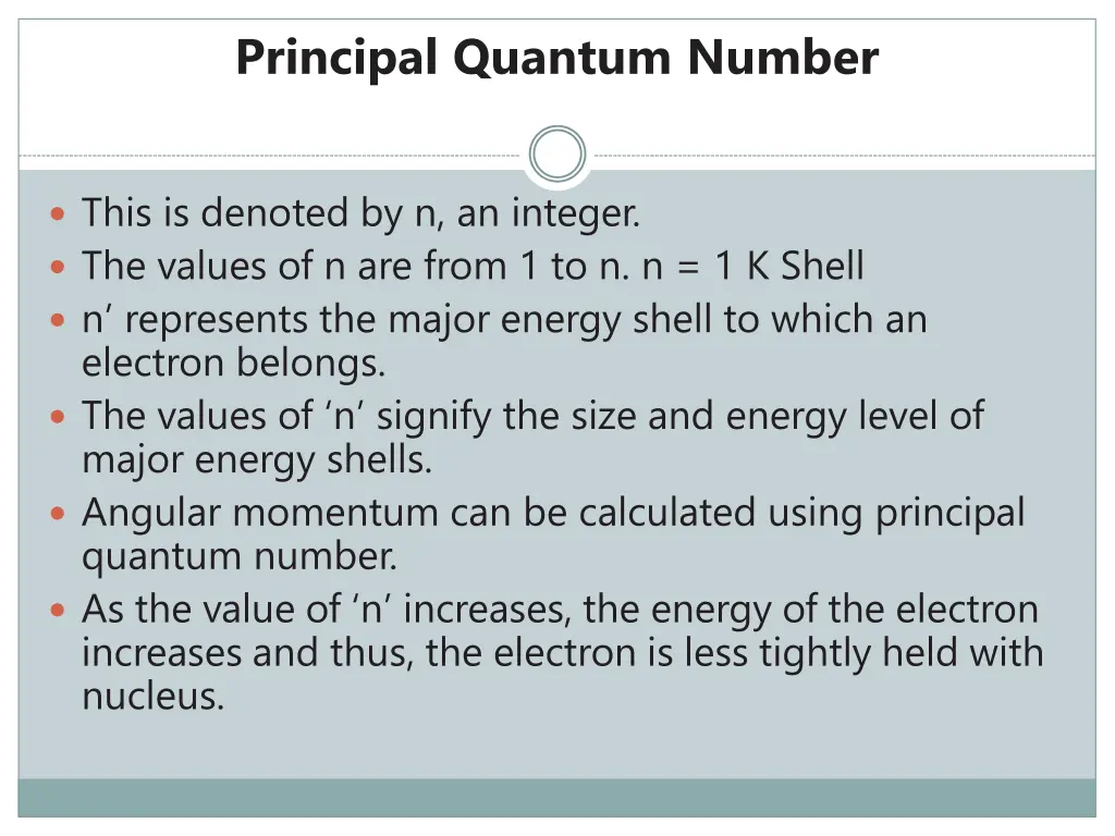 principal quantum number