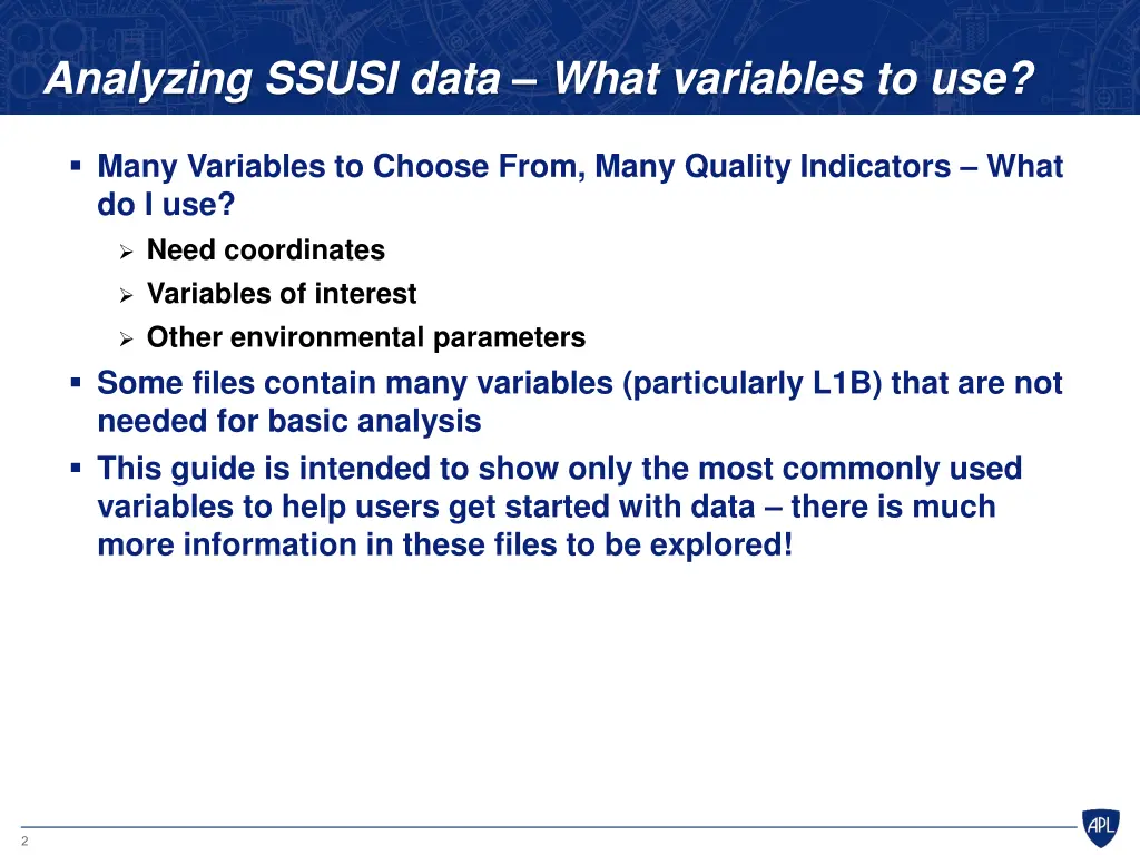 analyzing ssusi data what variables to use