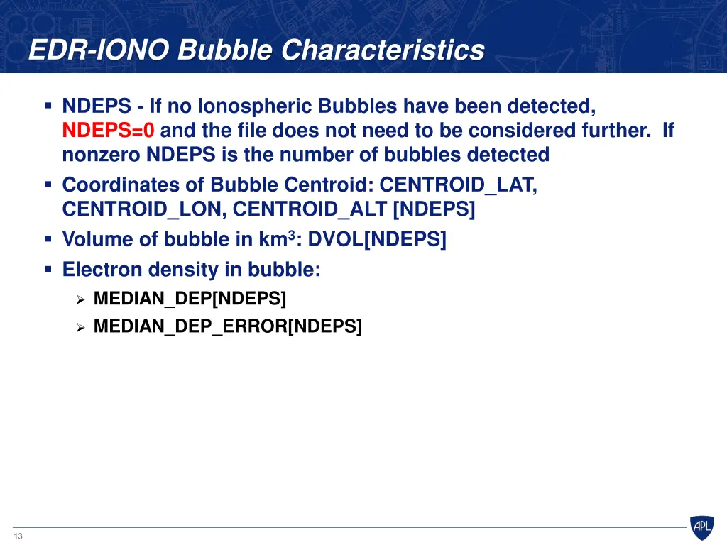 edr iono bubble characteristics