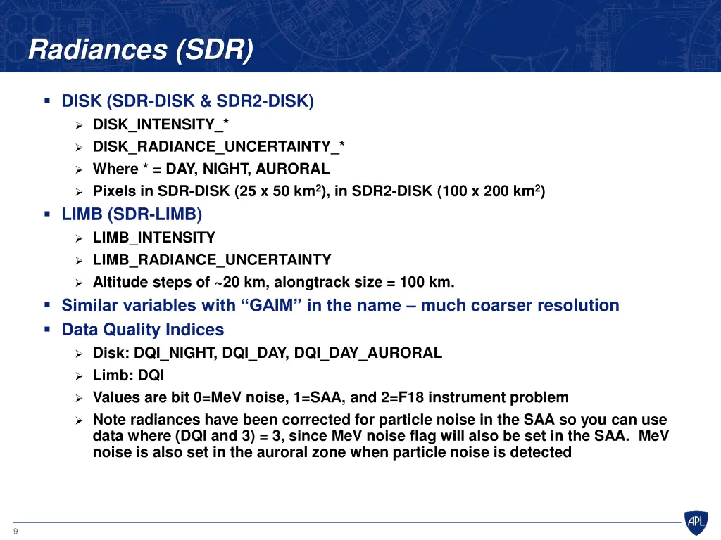 radiances sdr