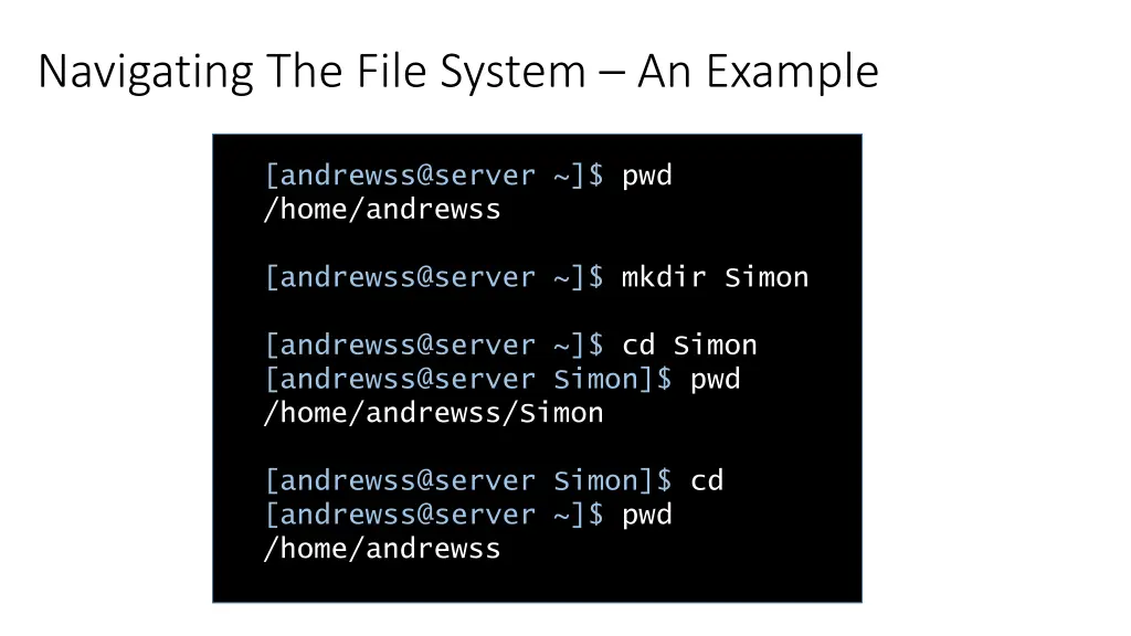 navigating the file system an example