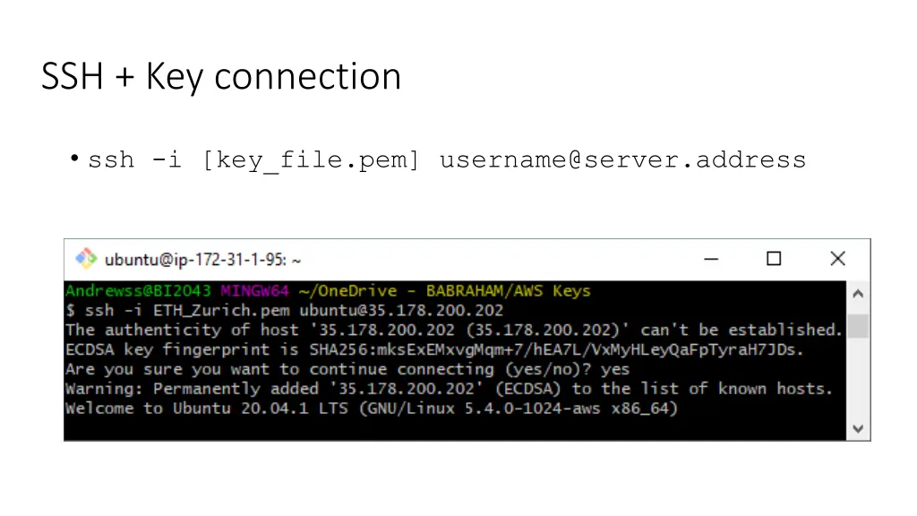 ssh key connection