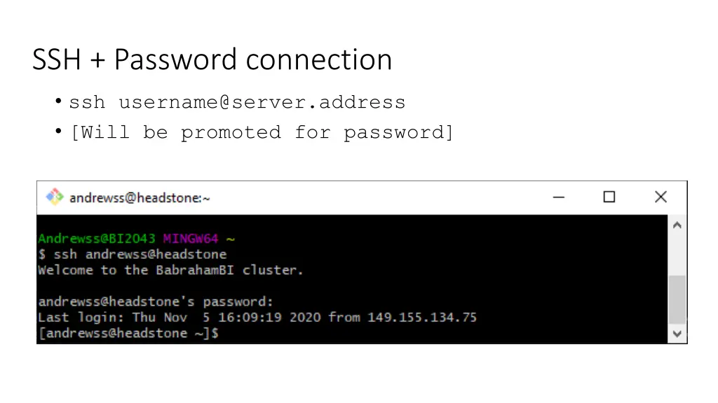 ssh password connection