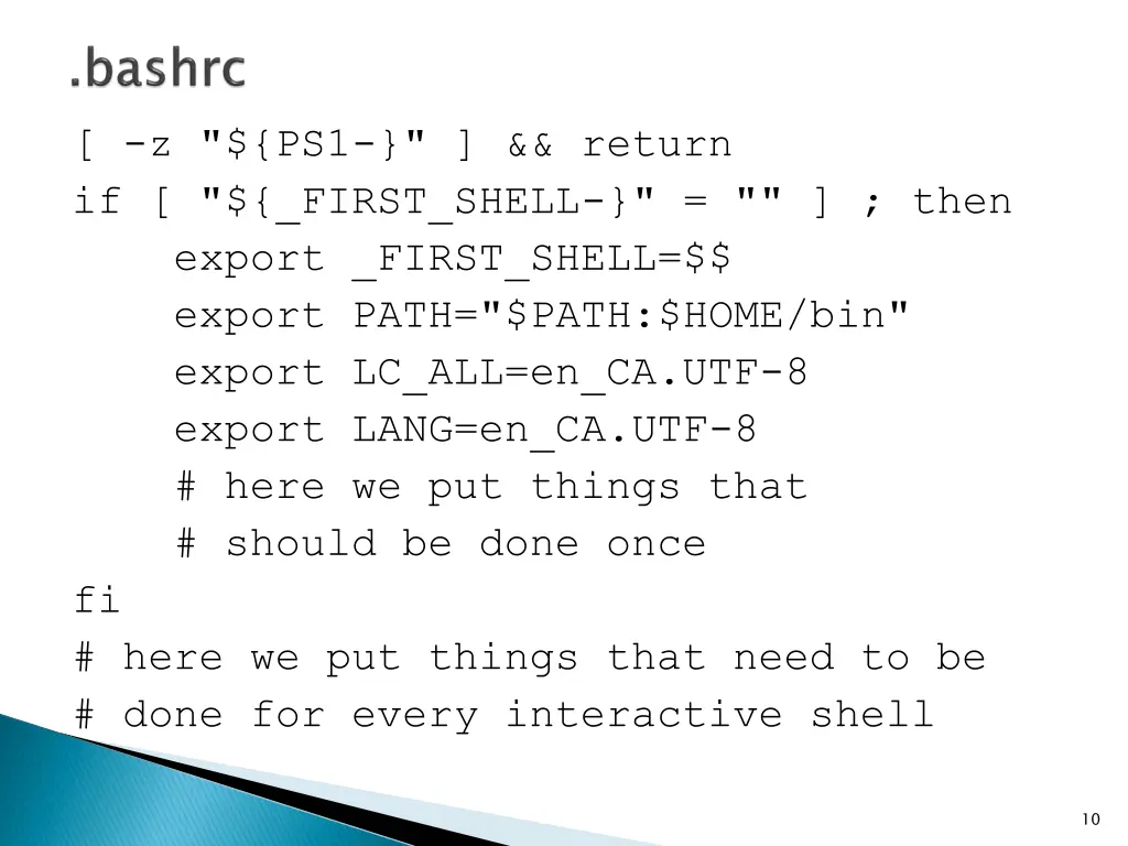 z ps1 return if first shell then export first