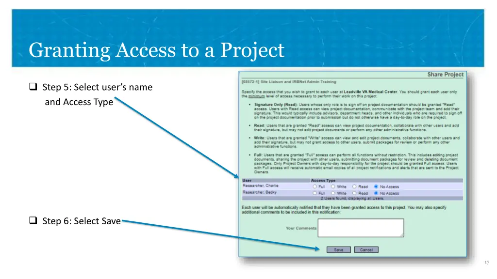 granting access to a project 2