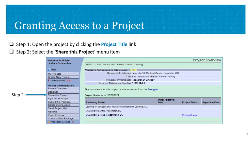 granting access to a project