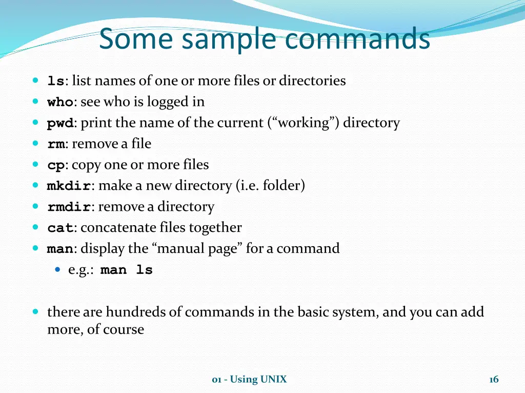 some sample commands