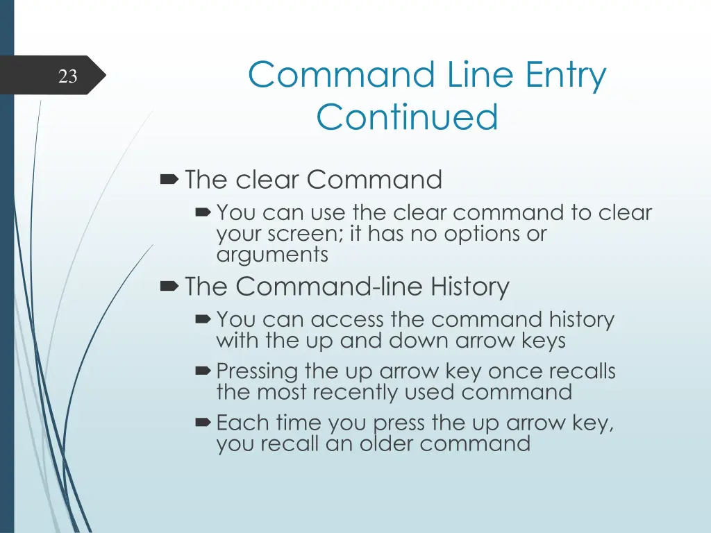 command line entry continued