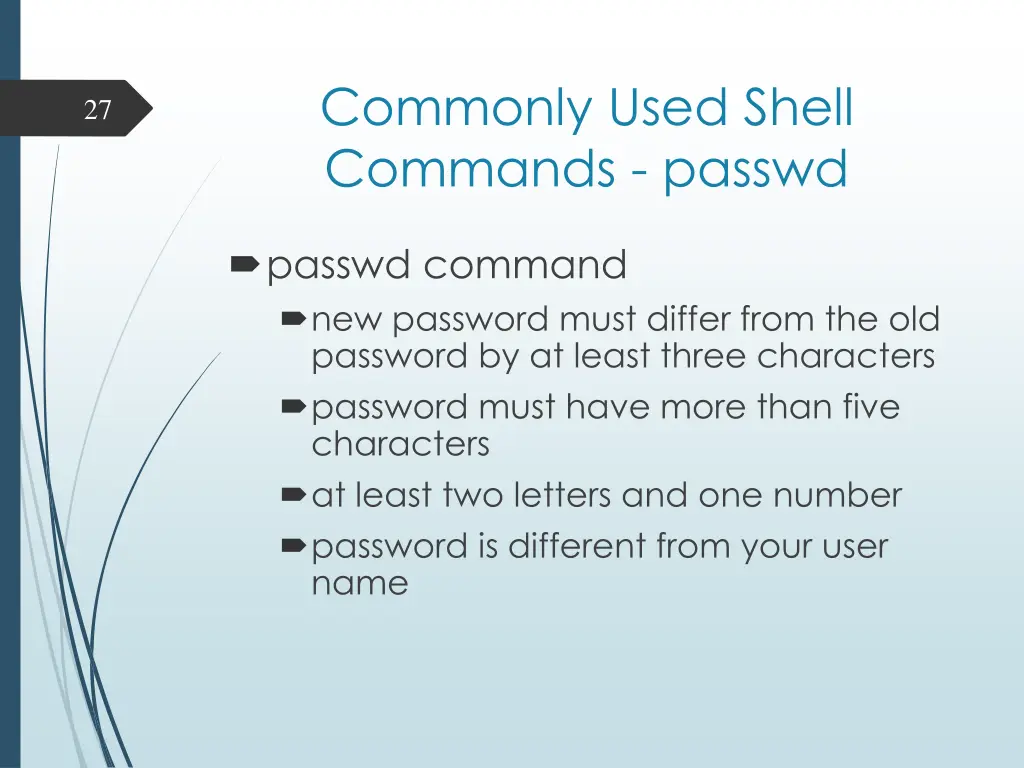 commonly used shell commands passwd