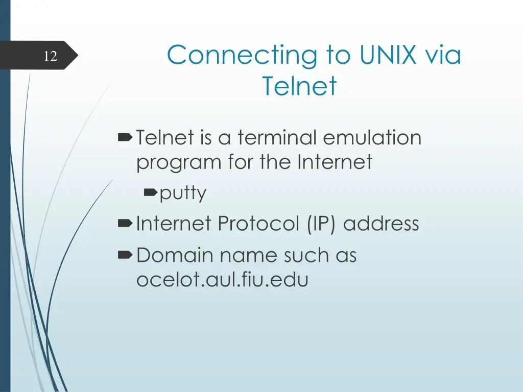 connecting to unix via telnet