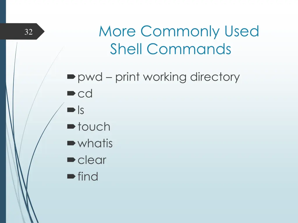 more commonly used shell commands