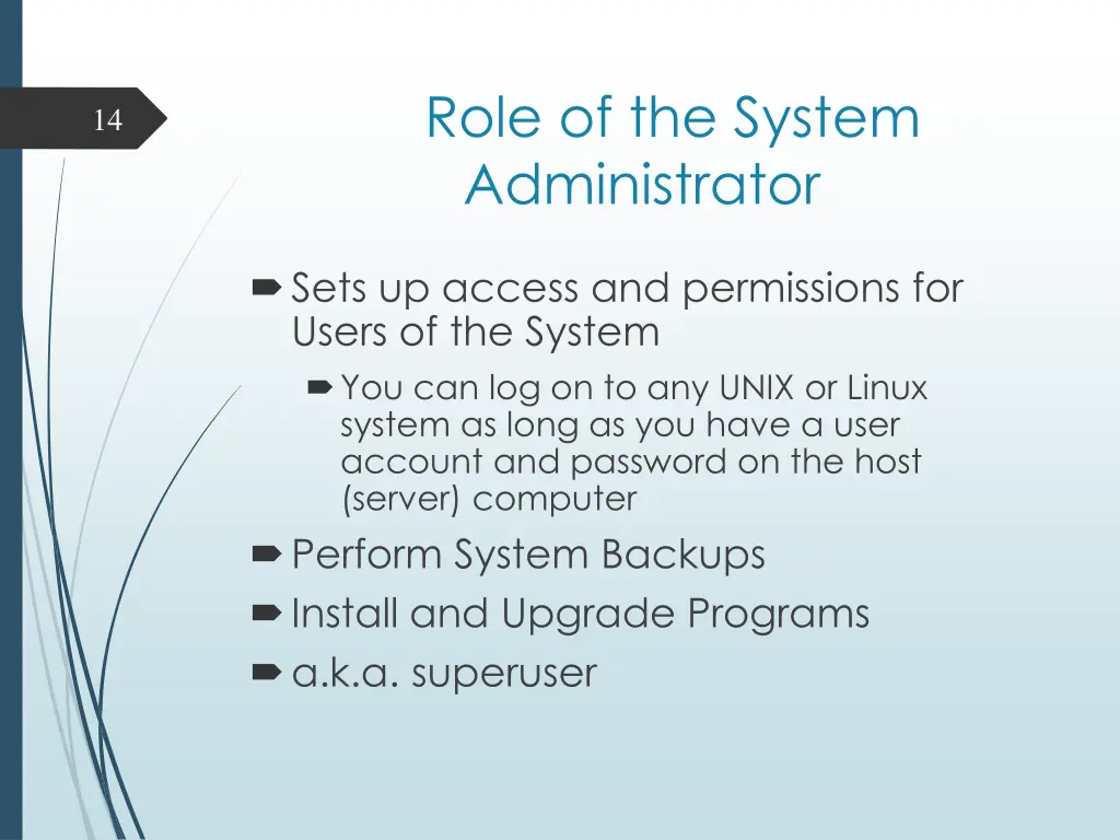 role of the system administrator