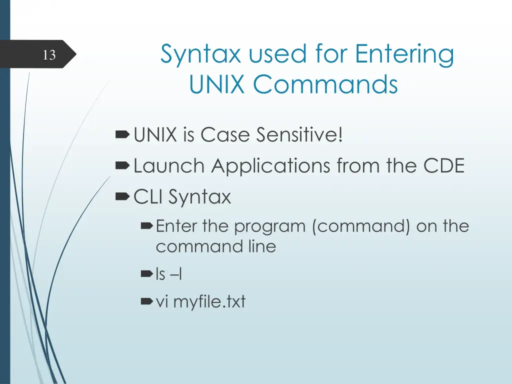 syntax used for entering unix commands