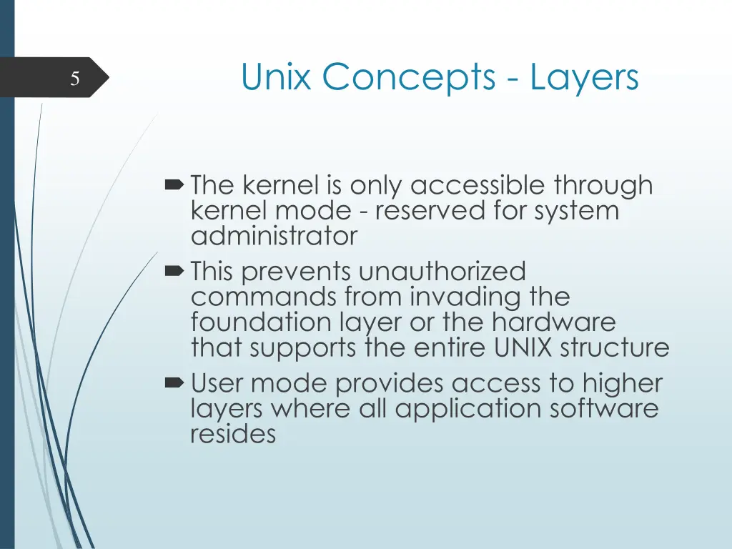 unix concepts layers