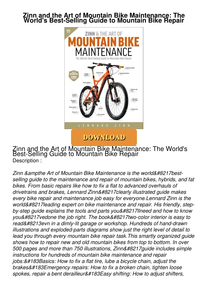 zinn and the art of mountain bike maintenance