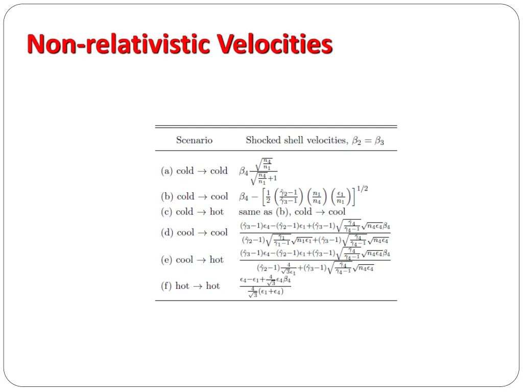 non relativistic velocities