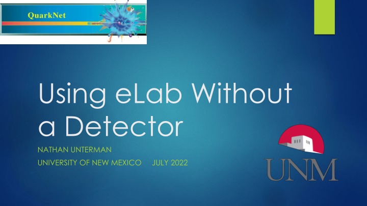 using elab without a detector nathan unterman