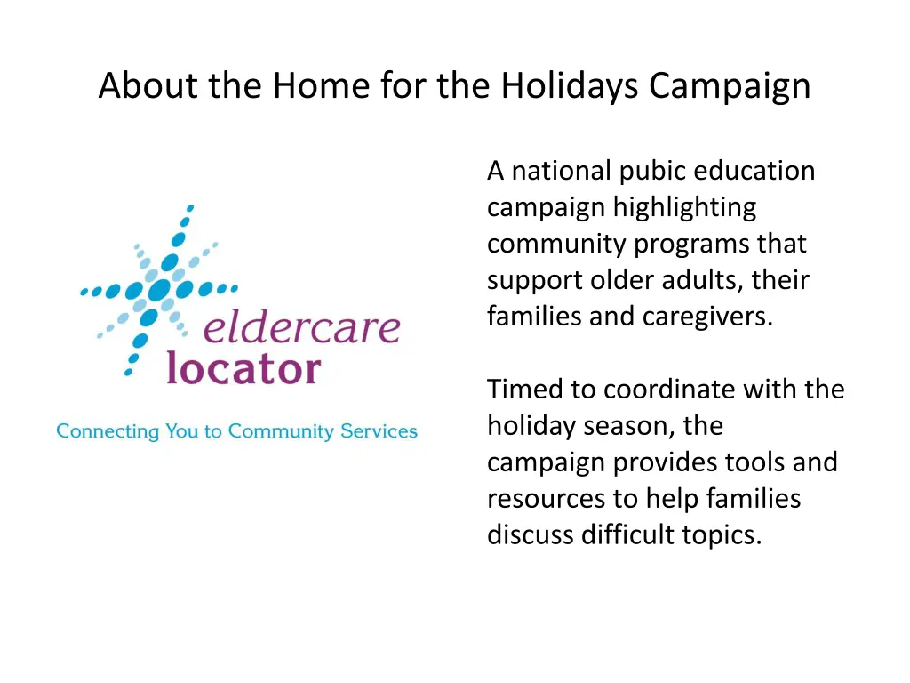 about the home for the holidays campaign