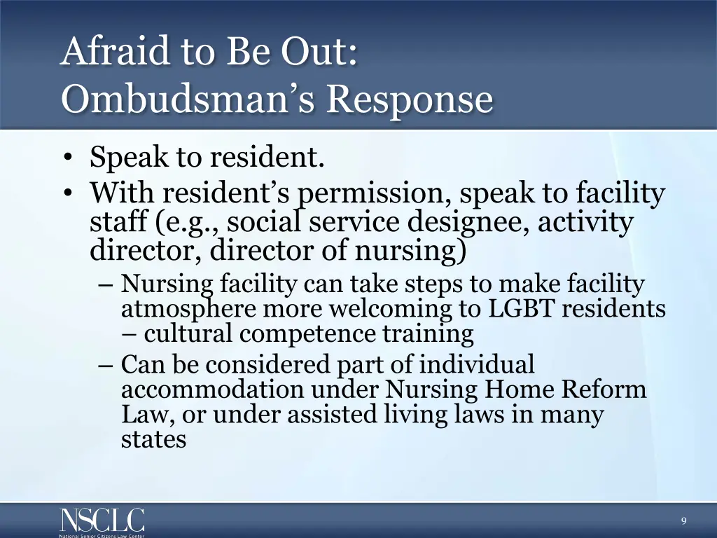 afraid to be out ombudsman s response