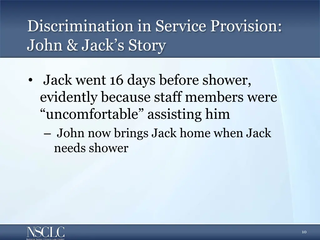 discrimination in service provision john jack