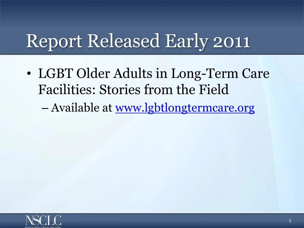 report released early 2011