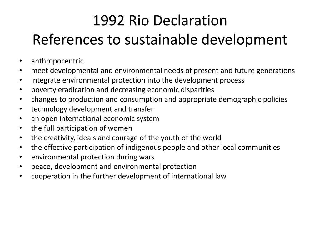 1992 rio declaration references to sustainable