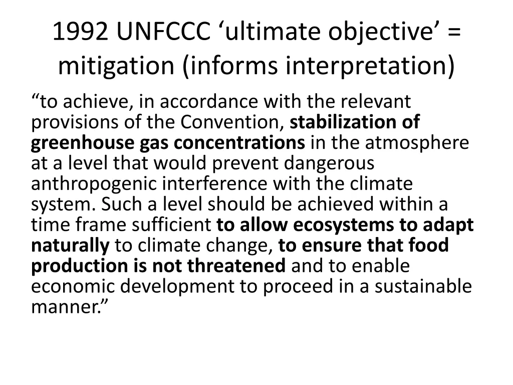 1992 unfccc ultimate objective mitigation informs