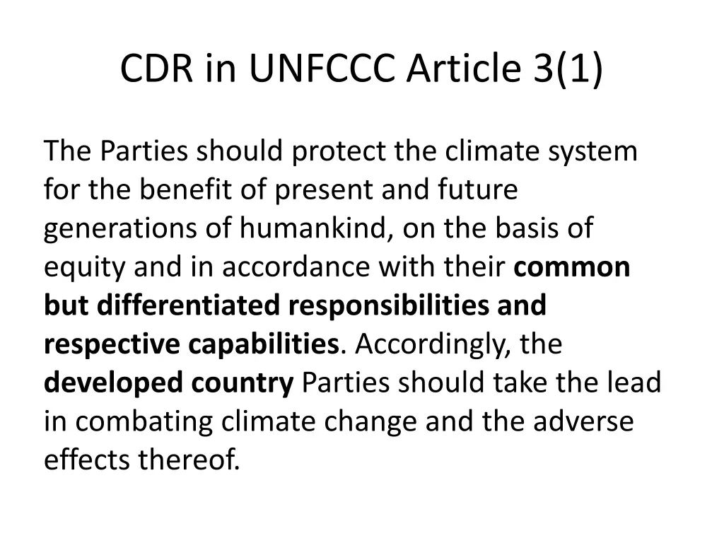 cdr in unfccc article 3 1