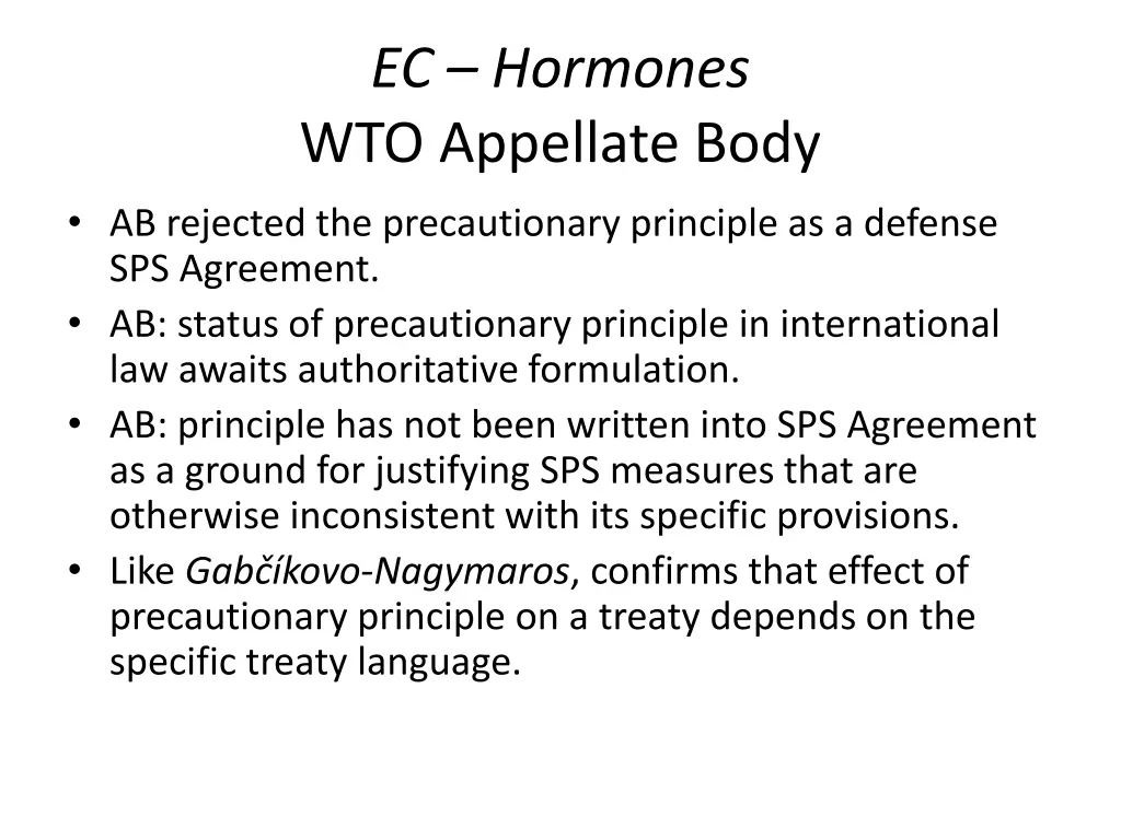 ec hormones wto appellate body ab rejected