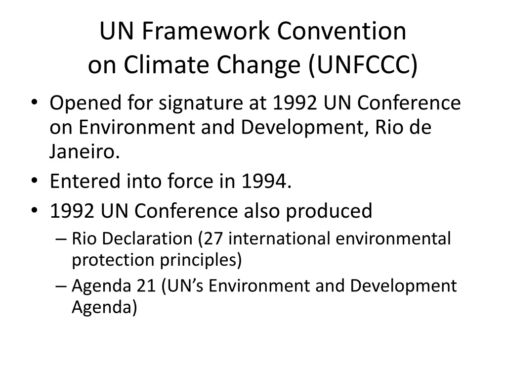 un framework convention on climate change unfccc