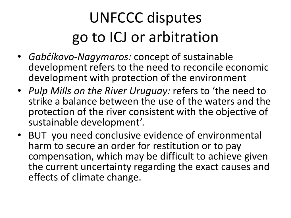 unfccc disputes go to icj or arbitration gab kovo