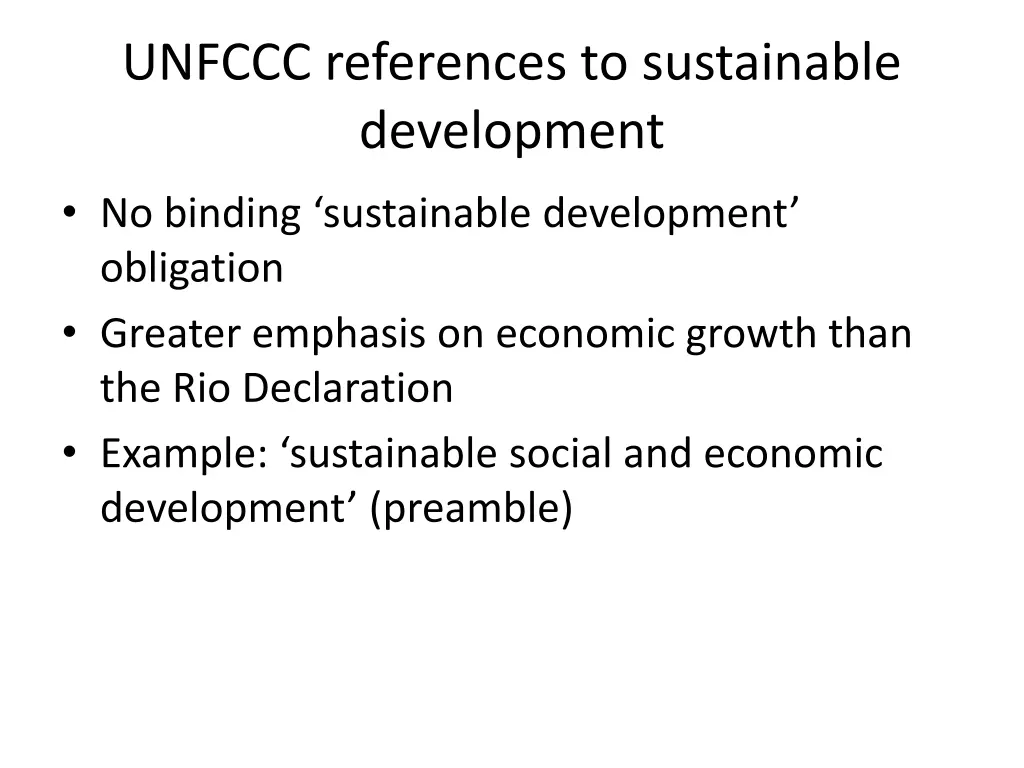 unfccc references to sustainable development