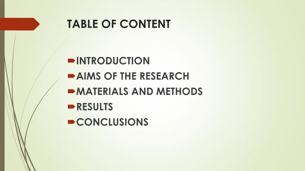 table of content