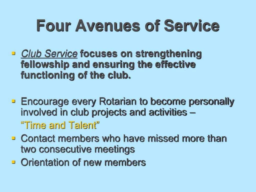 four avenues of service 1