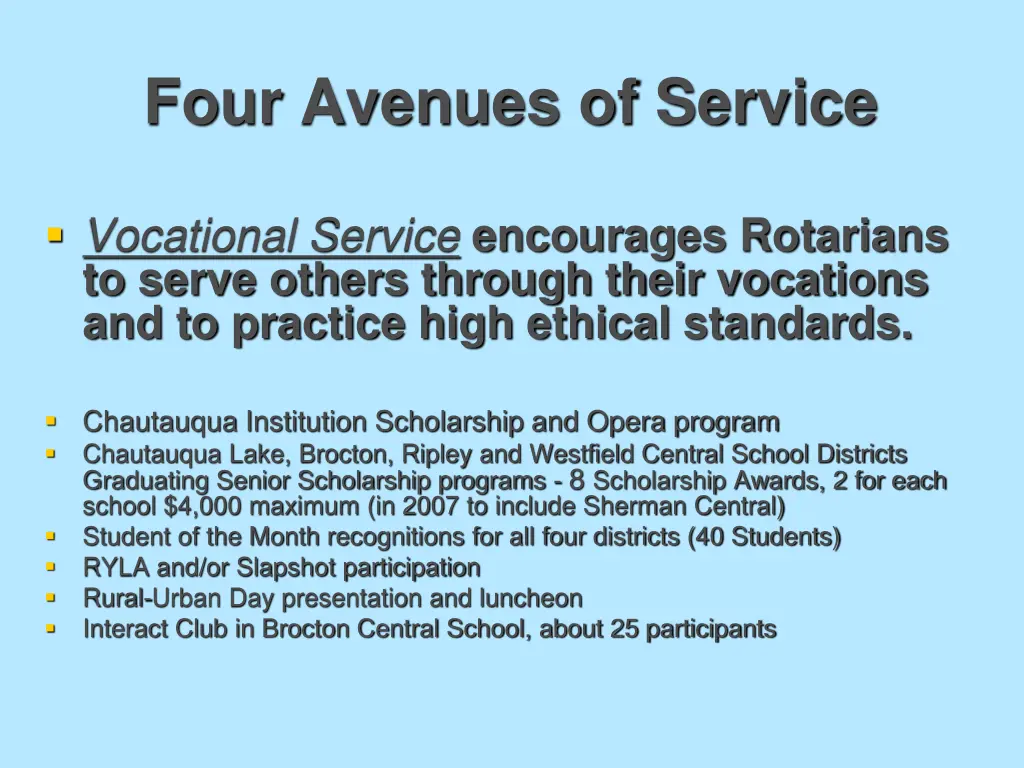 four avenues of service 2