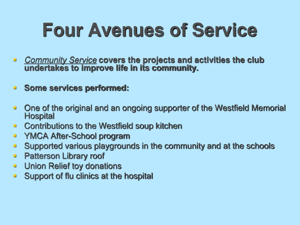 four avenues of service 3