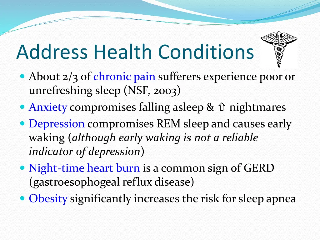 address health conditions