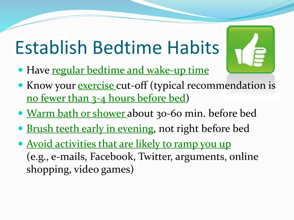 establish bedtime habits