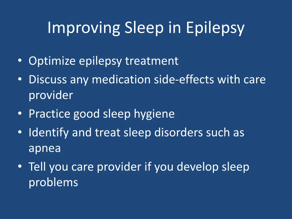 improving sleep in epilepsy