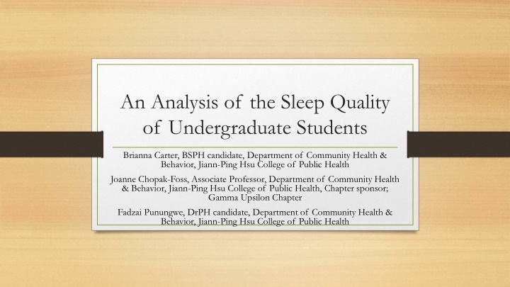 an analysis of the sleep quality of undergraduate