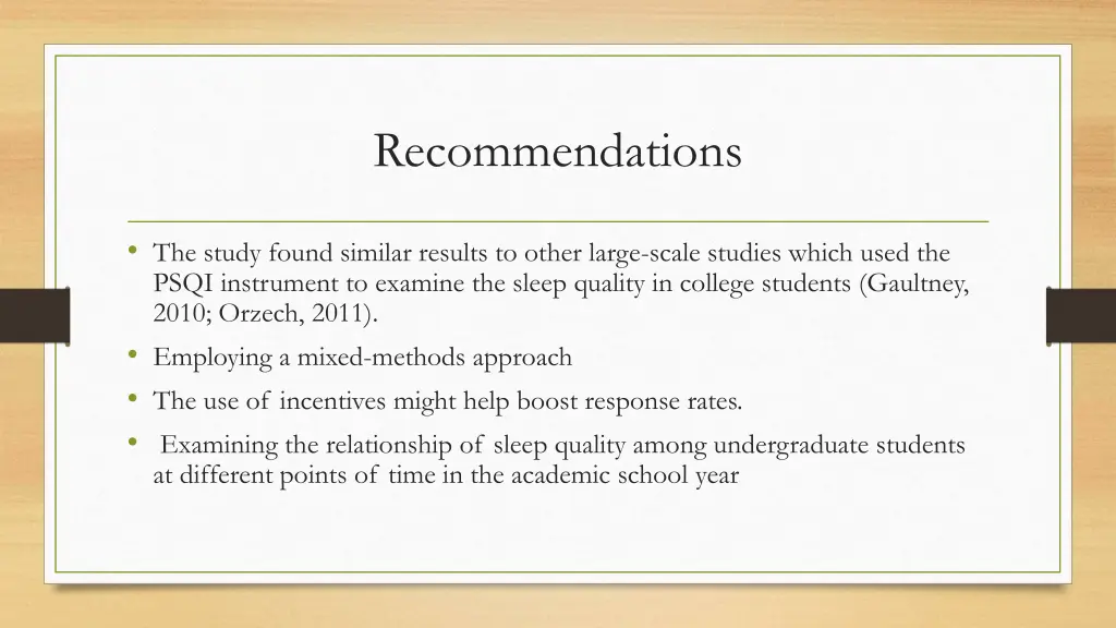 recommendations