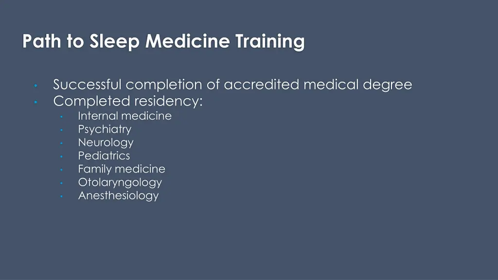 path to sleep medicine training