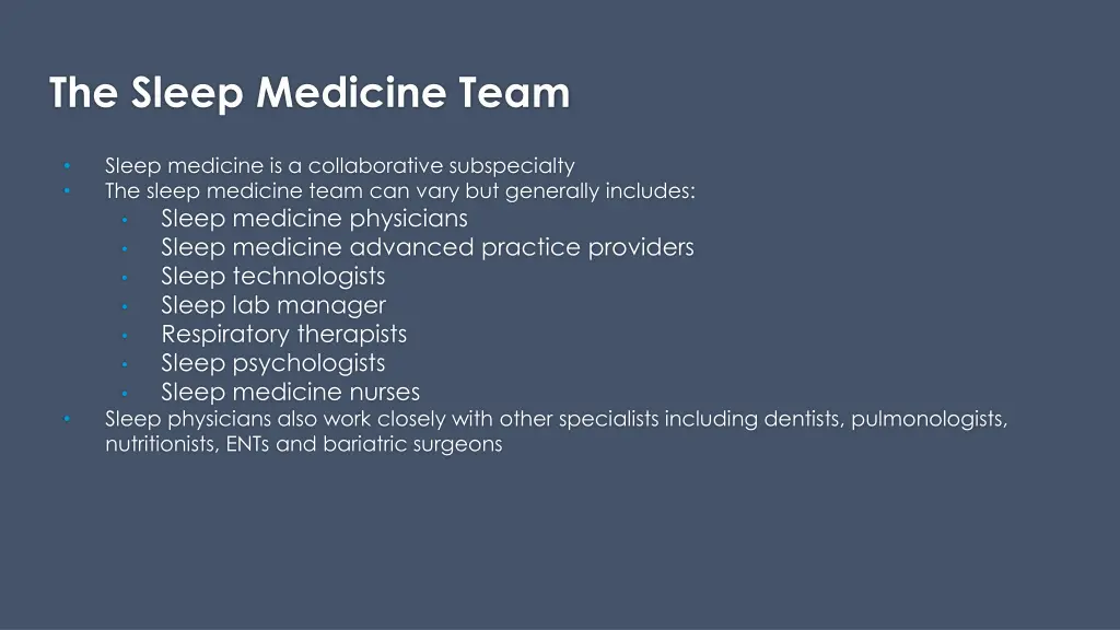 the sleep medicine team