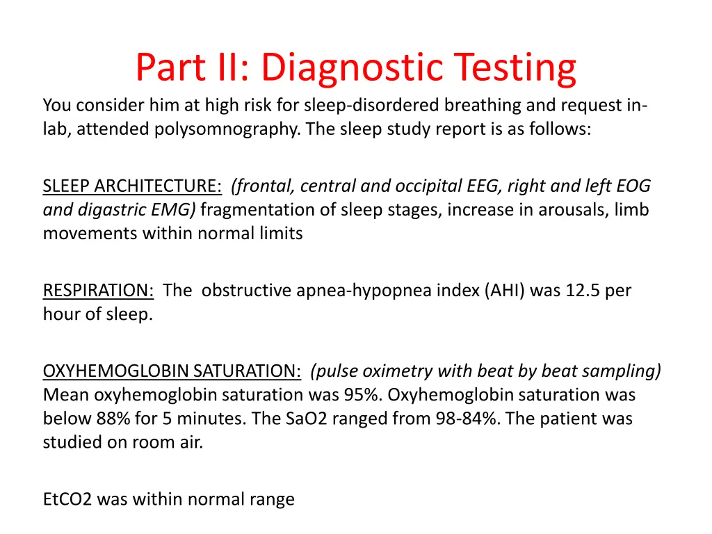 part ii diagnostic testing you consider