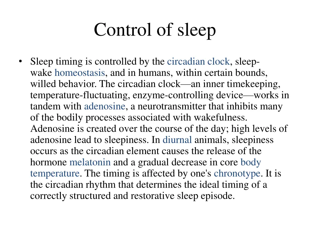 control of sleep