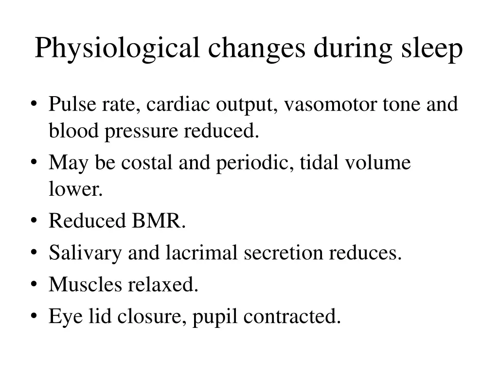 physiological changes during sleep