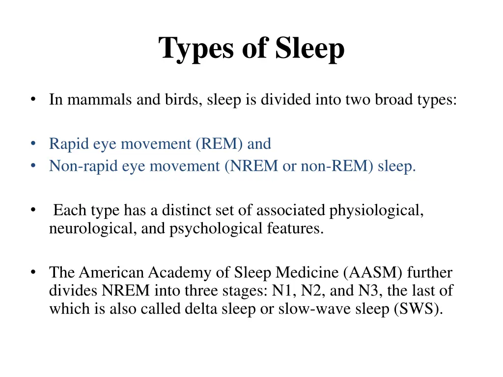 types of sleep