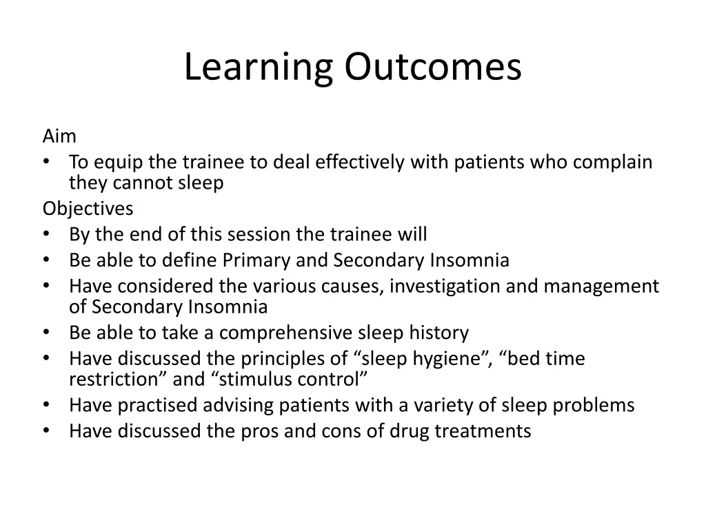 learning outcomes