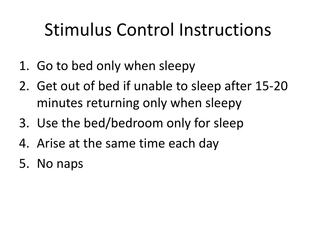 stimulus control instructions